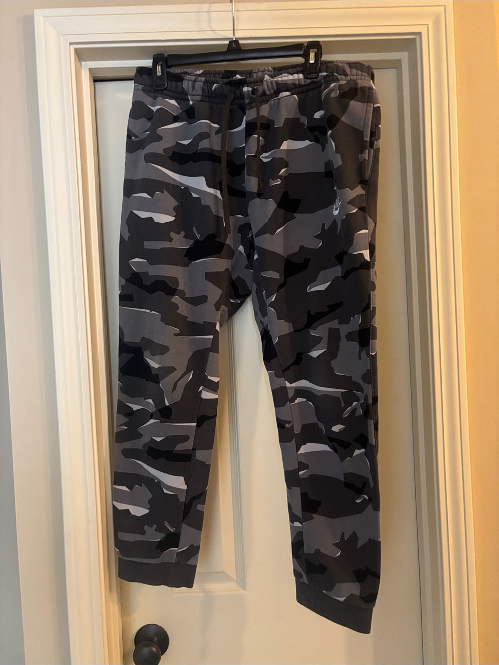 Nike Kids Gray & Black Camo Joggers with Drawstring